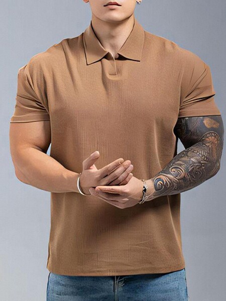 Sports solid T-shirt for leisure for gym for training