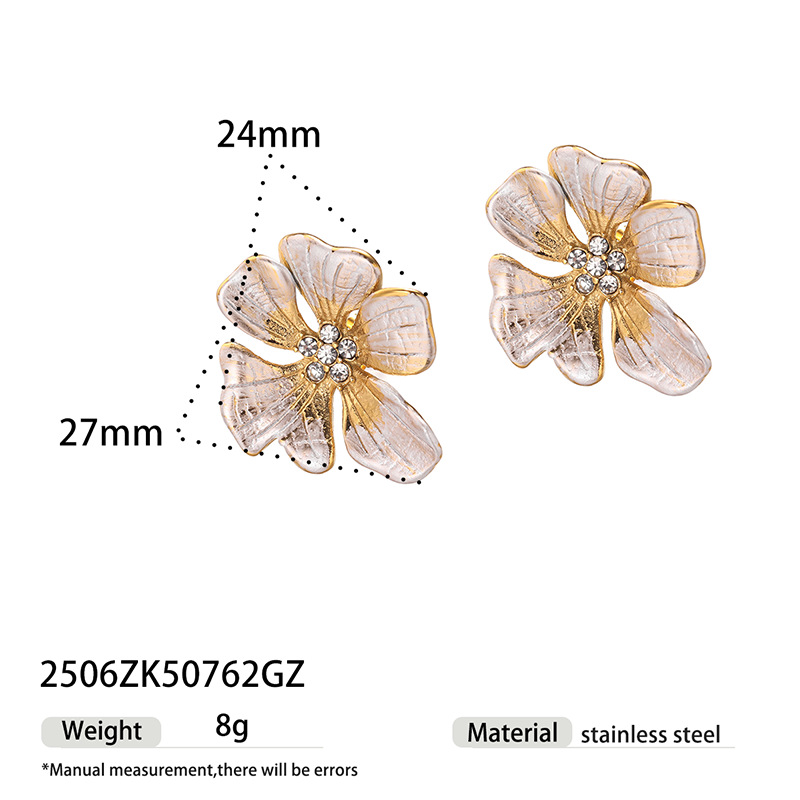 TENA estilo retrógrado francés estilo palacio de acero inoxidable elegante aretes de flores estilo medieval ligero lujo alta sensación de aretes al por mayor