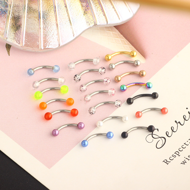 16G Stainless Steel Micro-Inlaid Zircon Eyebrow Ring Screw Ball Fashion Earrings Set of 10 detail image 7