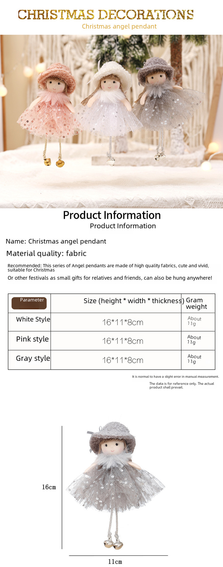 Angelo lėlė papuošalas kalėdų eglutei namų dekoravimui_voghion.com