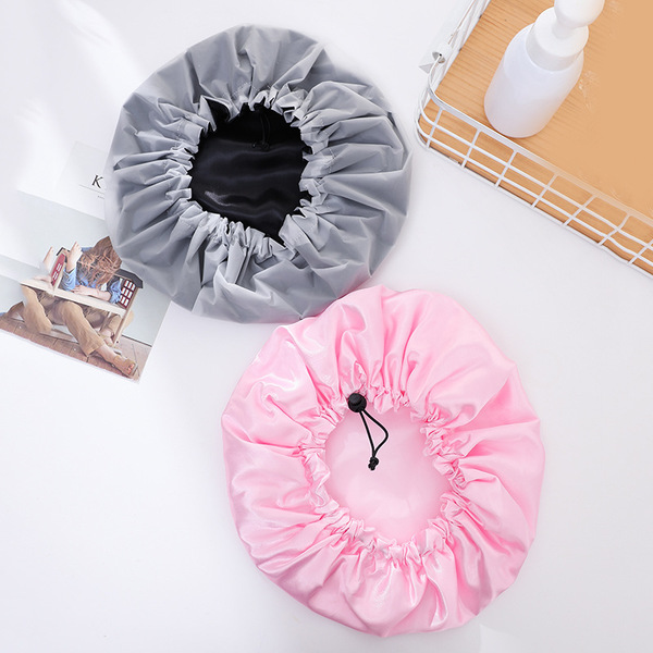 Adjustable waterproof black shower cap
