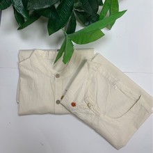 复古国风盘扣睡衣棉罗布麻汉麻亚麻薄款宽松长袖男女家居服