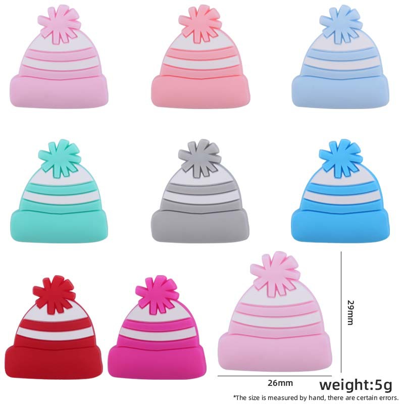 Suministros para bebés de dibujos animados de silicona de Navidad sombrero mordedor cuentas creativas DIY bebé molar Cadena de pezón cadena anti-caída Accesorios