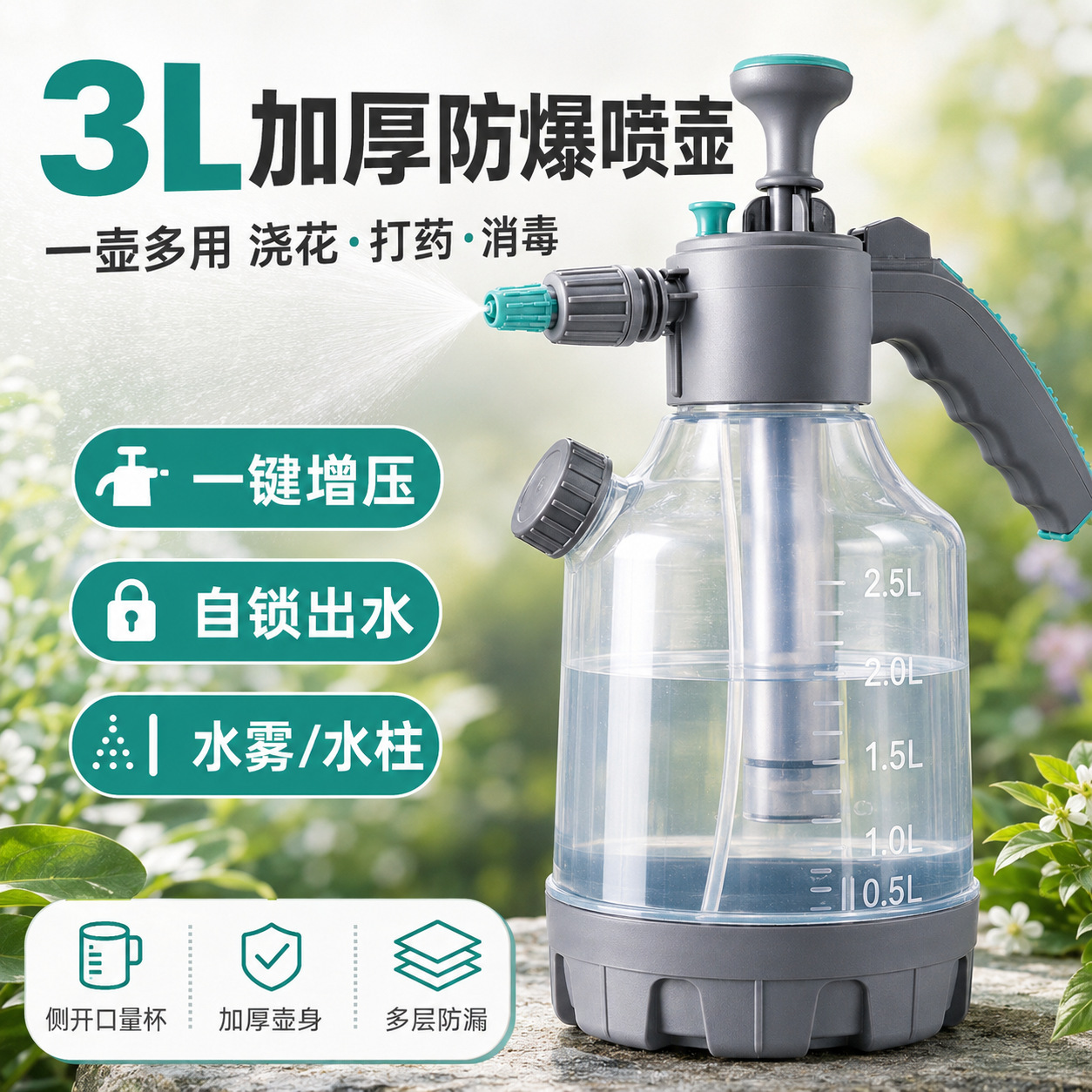 Air Pressure Spray Bottle, High-Pressure Sprayer, Gardening, Watering Flowers, Disinfection, Cleaning, Pesticide Application, Household Small-Scale Use