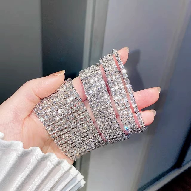 Трансграничная Новая Европейская и американская мода Чистый Красный Блестящий горный хрусталь цепочка с когтями эластичный браслет женский Полный бриллиантовый браслет Дискотека прыжки ювелирные изделия мода