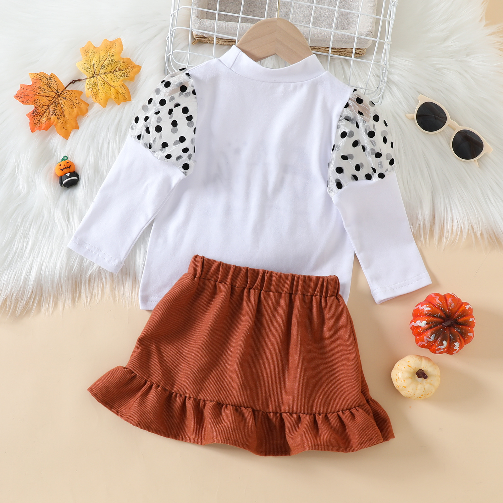 Halloween Fashion Letter Button Cotton Girls Clothing Sets display picture 24