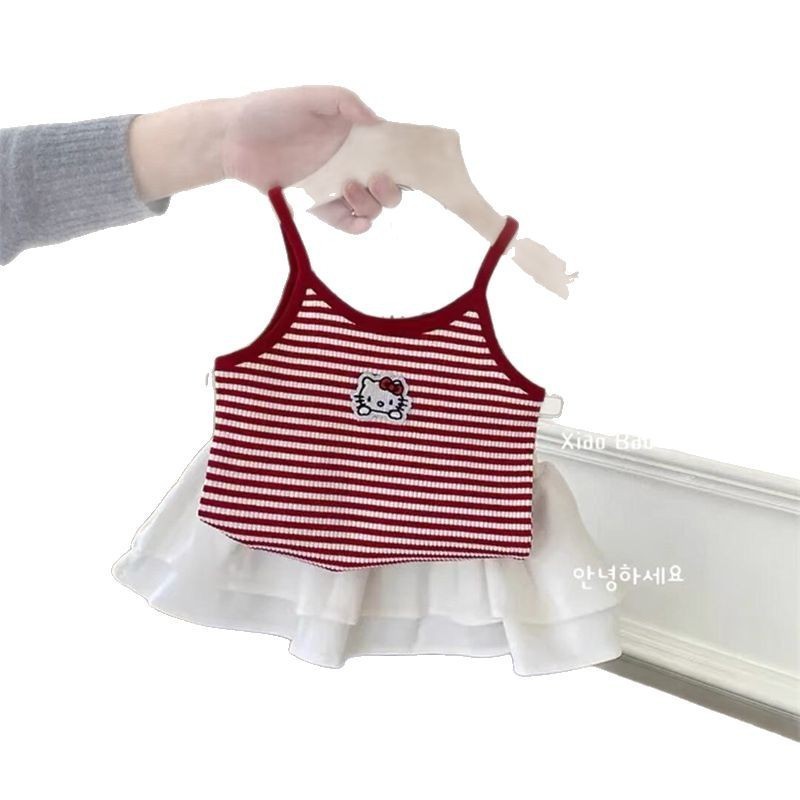 Ropa de verano de niñas lindas caricaturas de dibujos animados para niños chaleco elástico de verano para bebés extranjeros camisa sin mangas