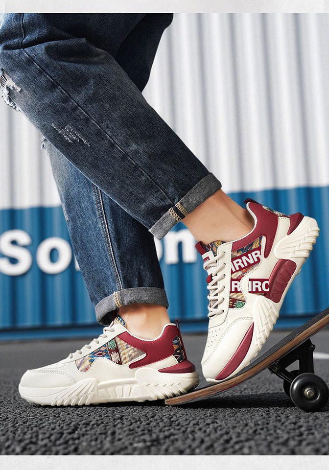 Giày thể thao nam sneaker trắng kiểu mới, giày casual thời trang cho thanh niên, đế dày gót thấp — Màu kaki, Màu xanh dương, màu đỏ chi tiết 16