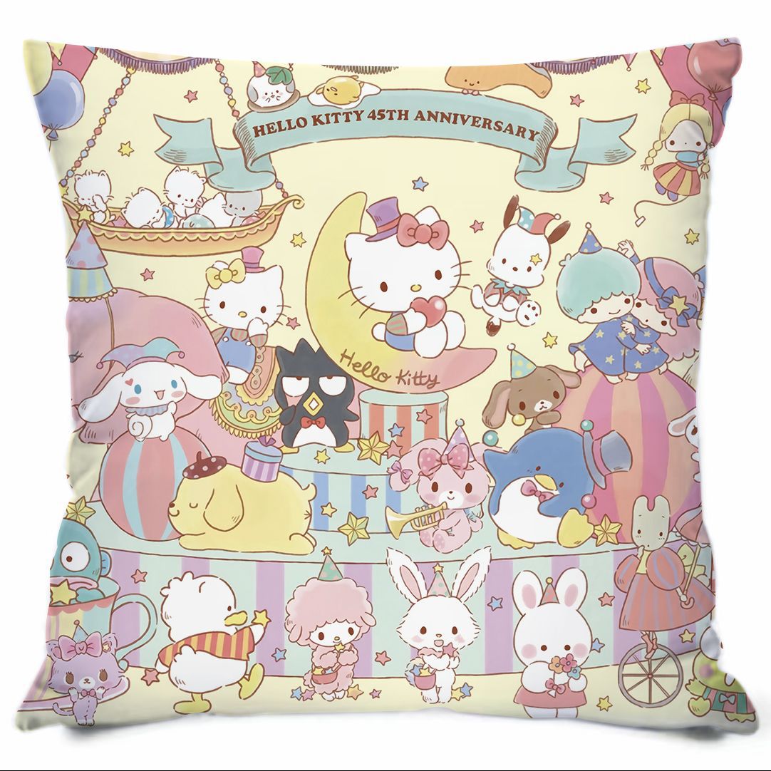 Almohada con estampado de dibujos animados de Sanrio, linda almohada de sofá para dormitorio, cojín de cabecera, cojín de asiento con soporte lumbar para coche