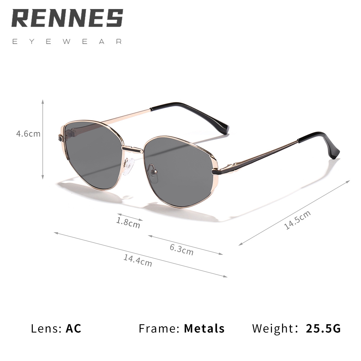 Nuevas gafas de sol de metal de montura pequeña retro transfronterizas, gafas de sol de alta gama europeas y americanas