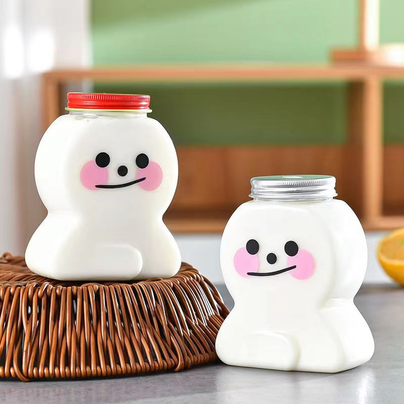400ml pastel de jengibre muñeco de nieve transparente leche botella de té jugo de dibujos animados botella de plástico caramelo tarro desechable mascota taza de dibujos animados