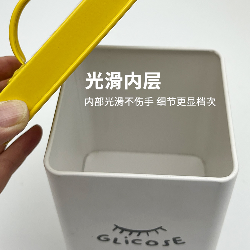 Personalizado transfronterizo para mascotas de comida para gatos caja pequeña caja de almacenamiento caja de almacenamiento de caramelo caja de sellado cuadrada hierro galvanizado