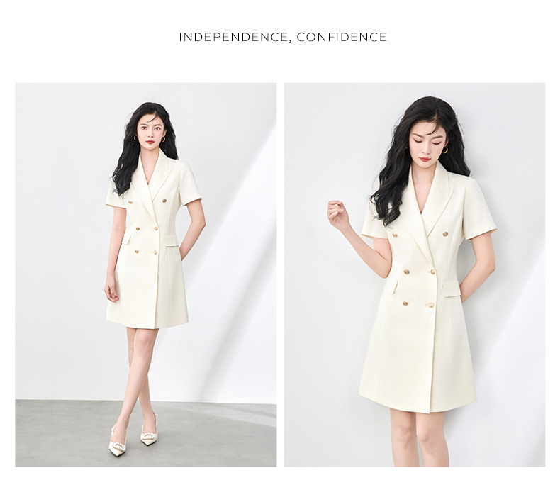 Đầm blazer nữ công sở ve áo hai bên ngực, eo thon gọn, dáng suông nhẹ — Màu xanh lục nhạt chi tiết 8