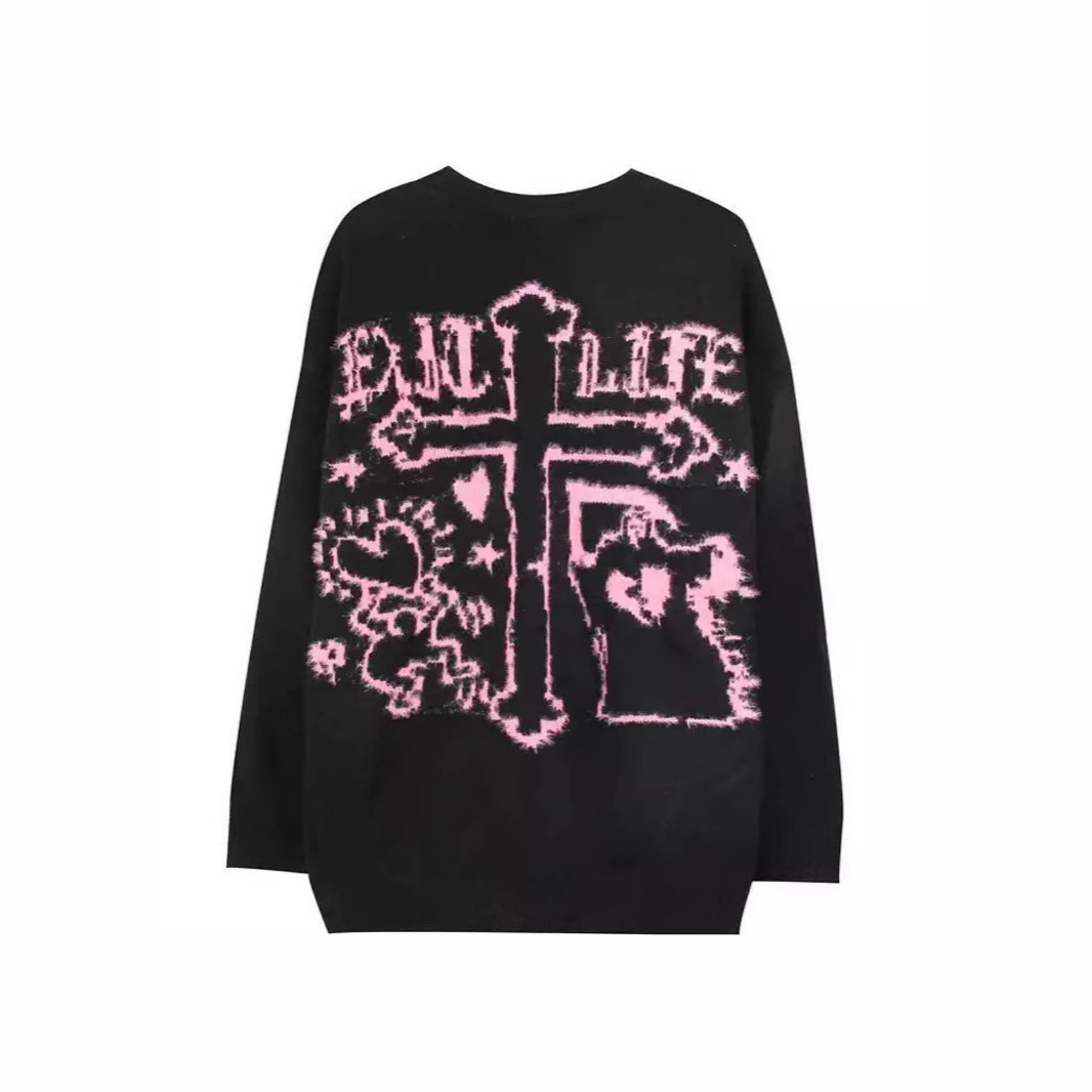 Knitted retro design trend sweater for men and women