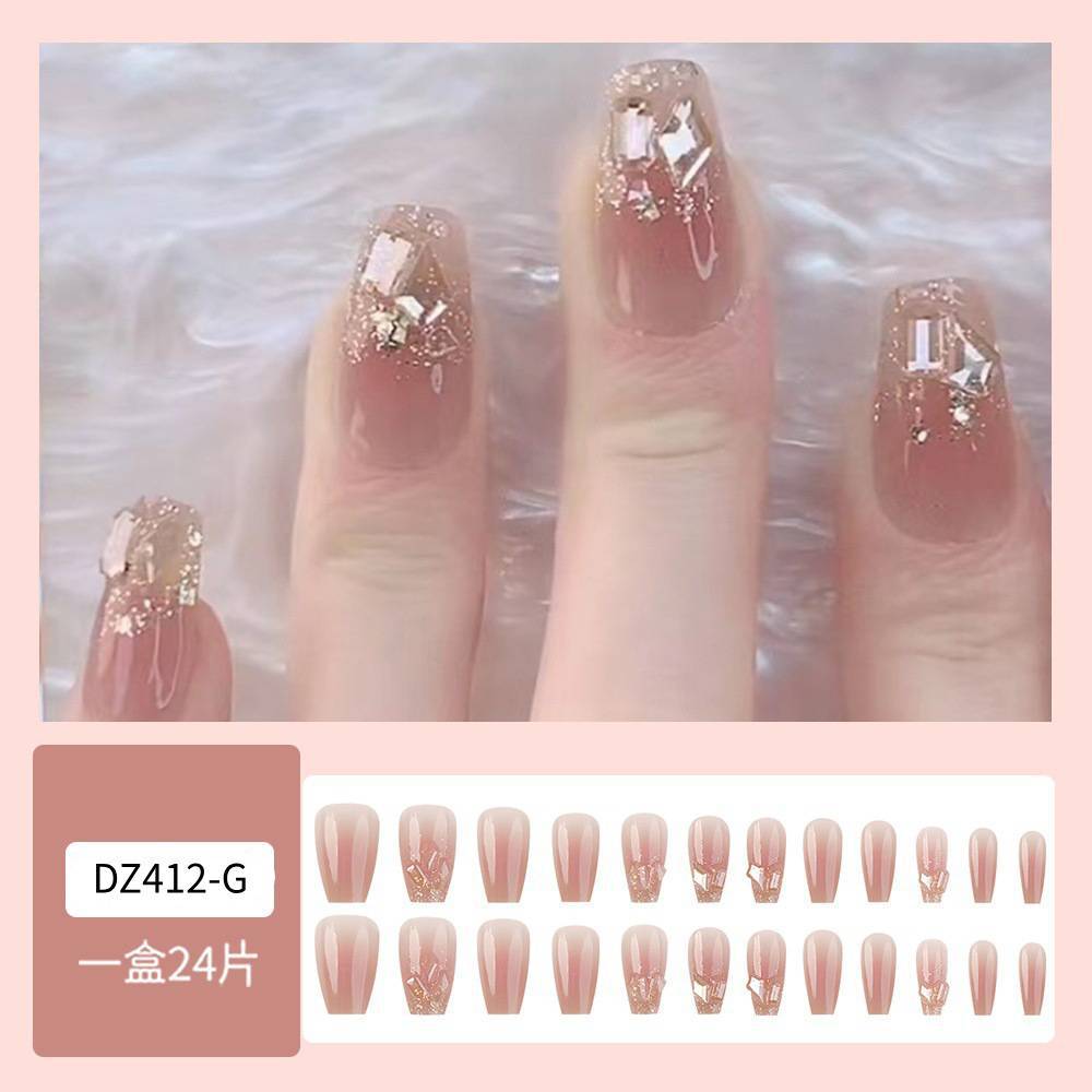 Tiktok mejor vendido diamante pieza de uñas arte de uñas parche de uñas falso avanzado desgaste hecho a mano de uñas producto terminado largo al por mayor