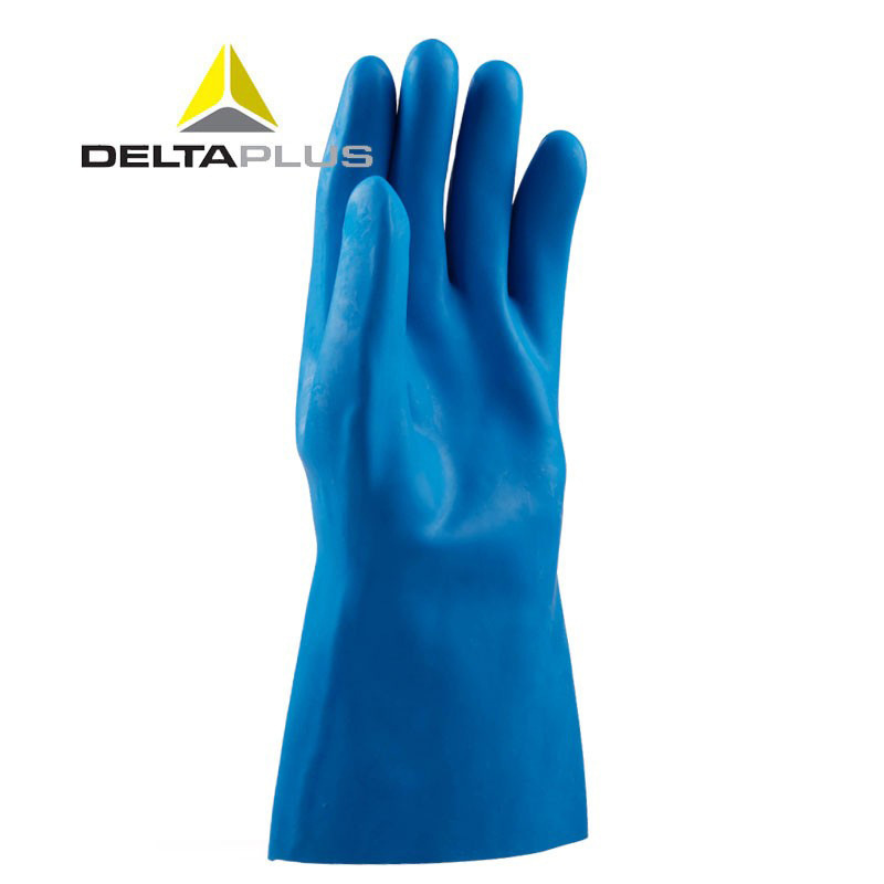 代尔塔 201920蓝色舒适天然乳胶手套防化手套耐酸碱手套