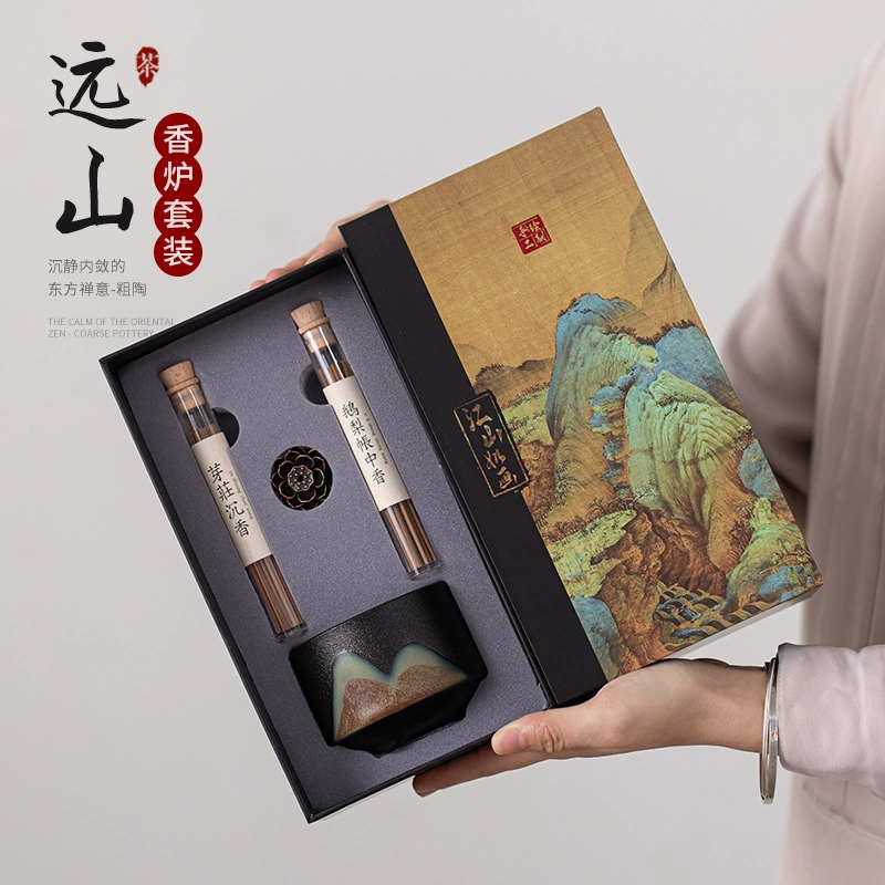 Набор для курильницы Юаньшань глазурованная роспись цветными линиями ароматизатора