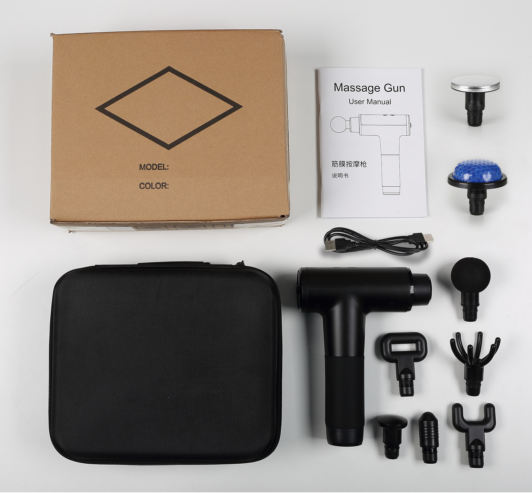 筋膜枪可调节式加热按摩头温控肌肉按摩器深圳源头工厂