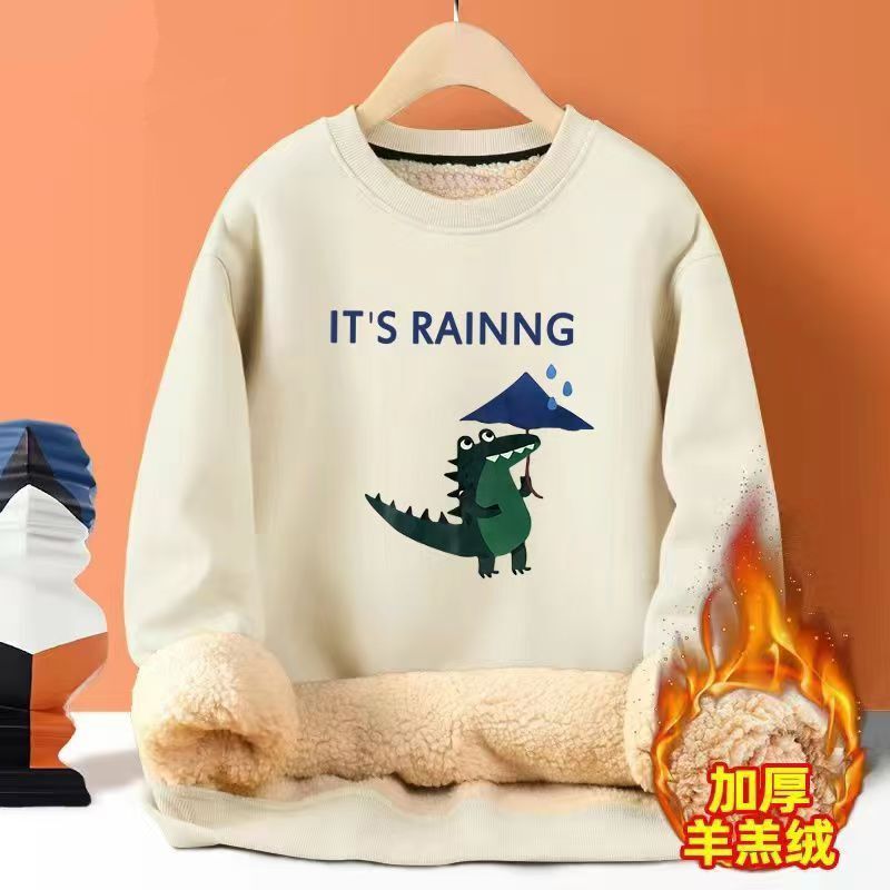 Winter Velvet Sweatshirt Men's Trendyy Casual Long-Sleeved T-Shirt Cold-Proof Thickeneded Cashmere Warm Loose Top 1/2