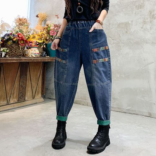 Summer thin jeans women's new style artistic retro all-matching loose slimming Harlan dad pants trend