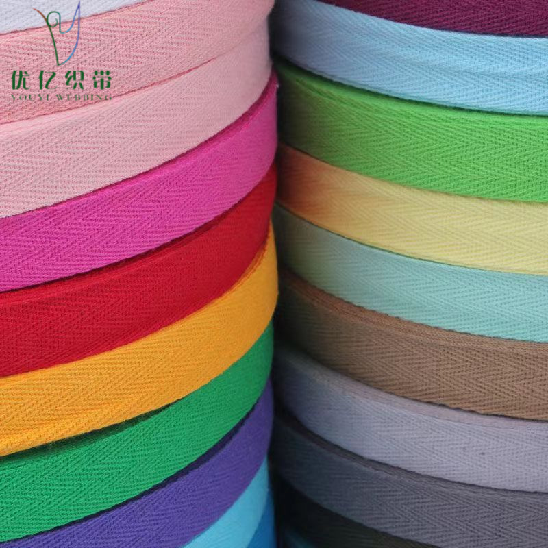 1cm de color algodón herringbone banda de borde de ropa textil casera banda de borde rodante banda de borde de cuello trasero chaqueta cuello prensado banda de borde