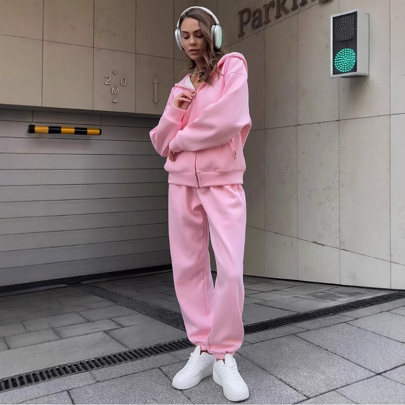 女性の 2 ピース衣装 2025 秋トラックスーツセットジッパーパーカースウェットパンツカジュアルマッチング|undefined