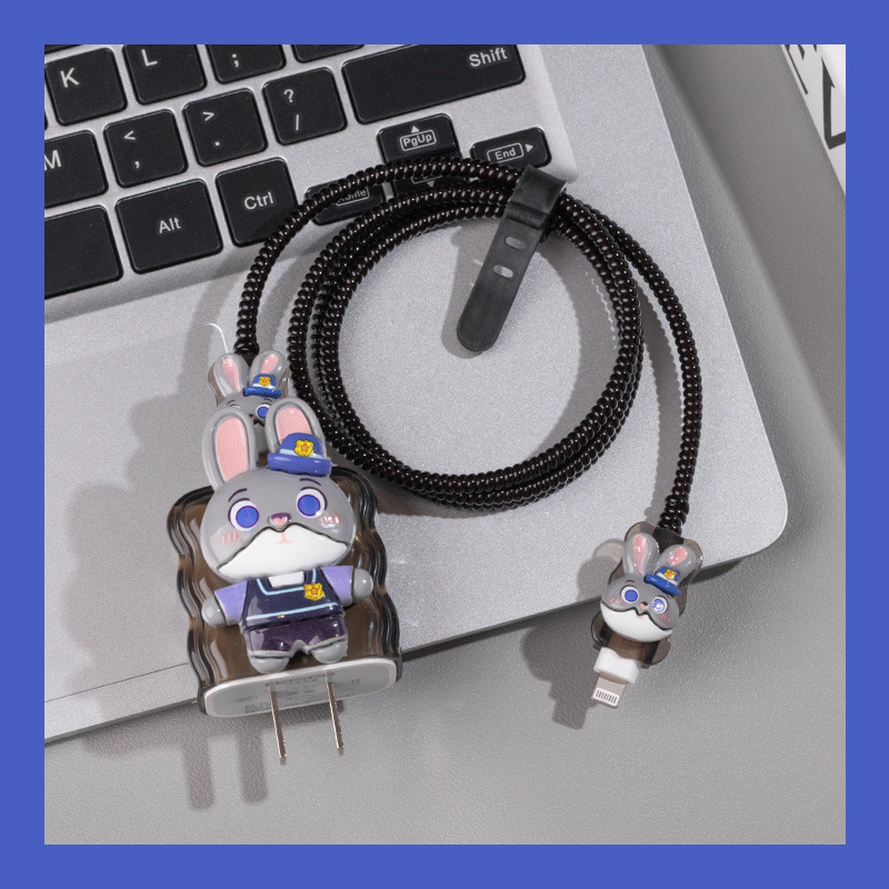 Cartoon lindo cable de datos 20W cabeza de carga rápida caja de cable de datos bobinador de resorte en stock al por mayor