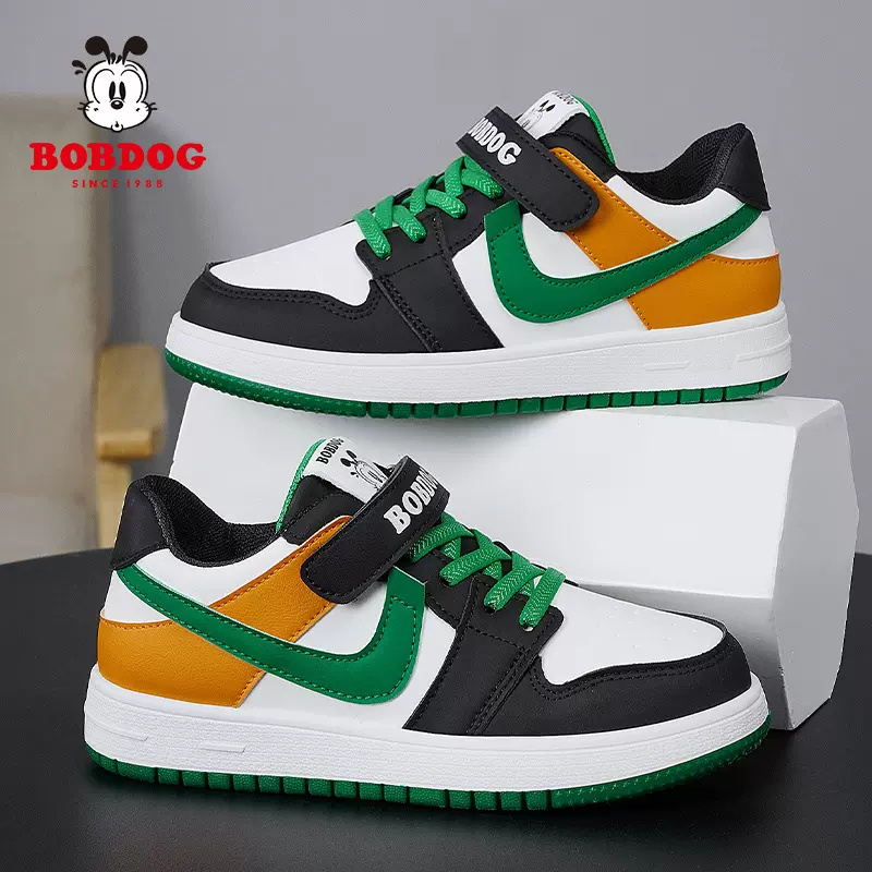 巴布豆童鞋男童运动鞋春秋新款皮面防水板鞋儿童鞋中大童厂家批发