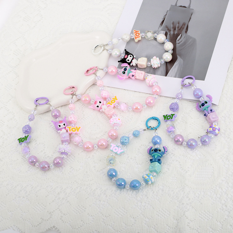 New Sanrio Kuromi Stitch Letter Plate Mobile Phone Chain Keychain Bag Doll Pendant Accessories Wholesale