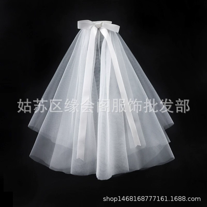 veil, Bridal White Veil, Single or Double Layer, 40–80 cm, Hair Comb or Hairpin Options