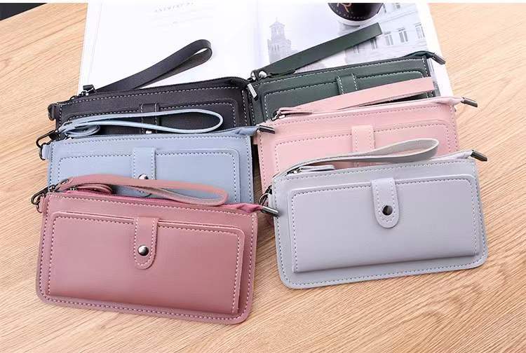 PU Leather Material Solid Color Pattern Women's Solid Color Pu Leather Zipper Buckle Wallets