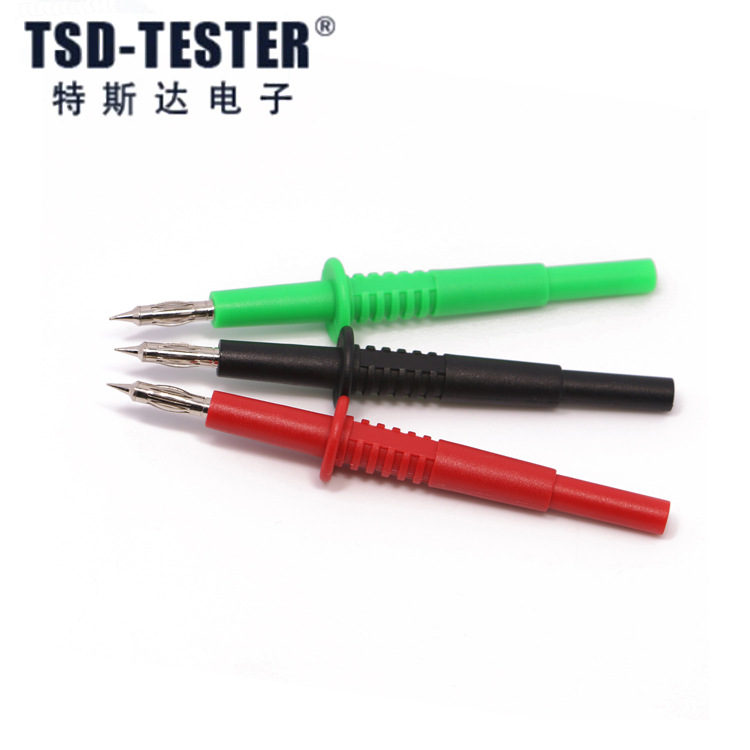 T0157儀器測試探針帶4mm鍍鎳香蕉插座燈籠頭尖針耐高壓PA塑殼