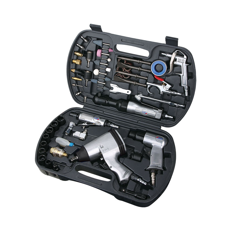 Llave neumática WF-021 personalizada transfronteriza Llave de trinquete/máquina de grabado/pistola de polvo de pala de aire Juego de herramientas de 68 piezas
