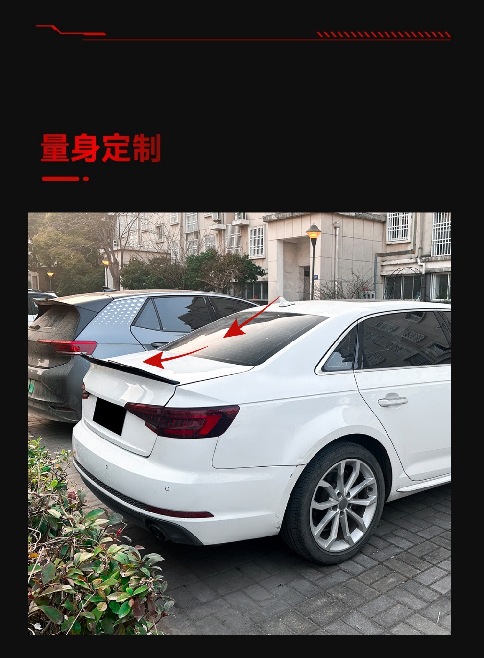 Suitable for 2017-2024 Audi A4 S4 B9 Psm Rear Wing Top Wing Fixed Wing Spoiler Cross-Border Modification Parts