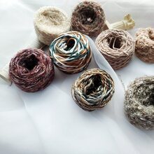 单配手混线复古卡其棕色系男友风段染双色大圈圈特色混纺毛线