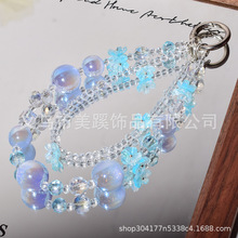 新款变色珠手机链花朵吊坠手机链百搭时尚小仙女手机挂链手工挂件