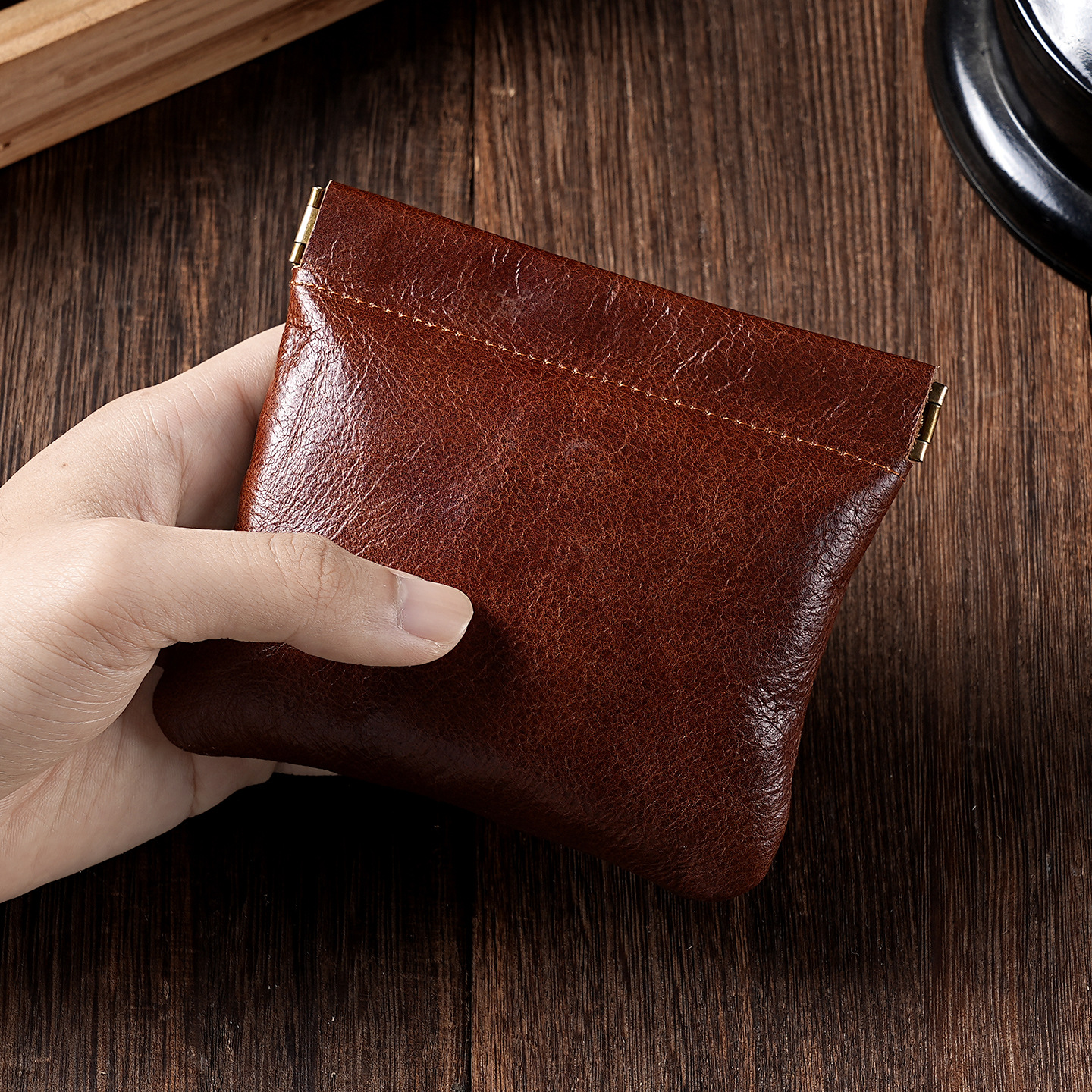 Retro leather shoulder bag, organizer bag, coins, wallet, genuine leather