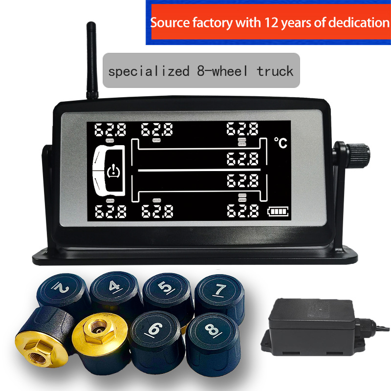 8-wheel heavy truck fire truck tire pressure monitoring system manufacturer high-precision tire pressure detector solar external