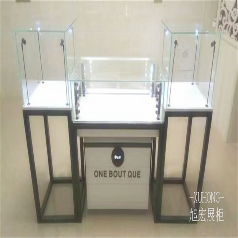 定制铁艺饰品柜 项链珠宝展示柜台 店展台首饰柜玻璃陈列货架