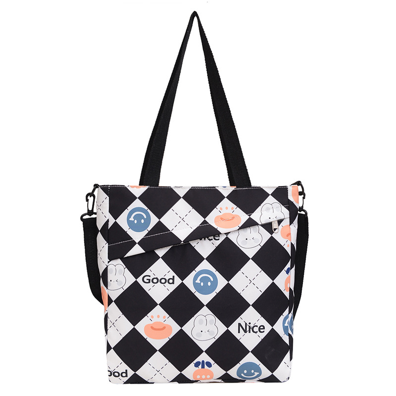 New nylon large-capacity hand-held student storage bag, cute cartoon outdoor bento bag, high appearance level single-shoulder women's bag undefined