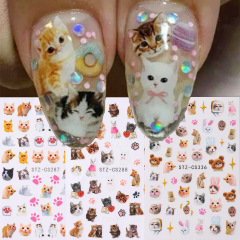 国境を越えた新しいネイルシールinsアニメかわいい萌え子猫猫の表情猫爪裏ゴム爪貼り