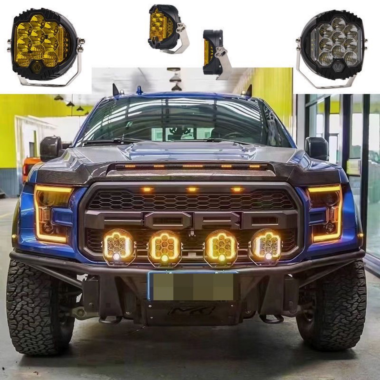 BJ40 Wrangler A- pillar spotlight tank 300 modified external front bumper luggage rack light super bright off-road vehicle modified light