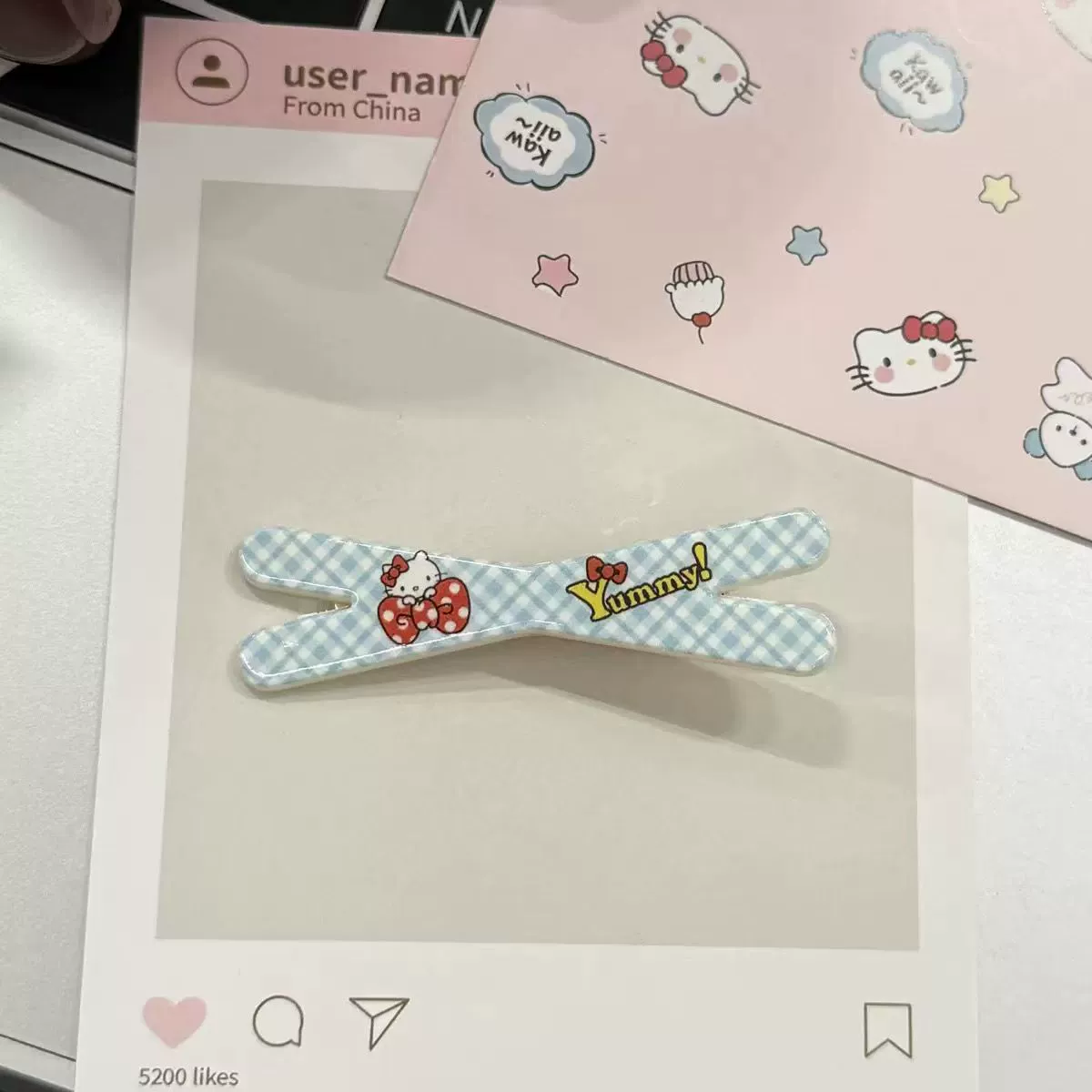 Милые мультяшные заколки для волос, 5 цветов, в стиле Hello Kitty, лёгкие 0,01 кг