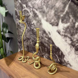 现代轻奢黄铜蛇身雕刻烛台高档艺术家居饰品摆件客厅茶几餐桌装饰