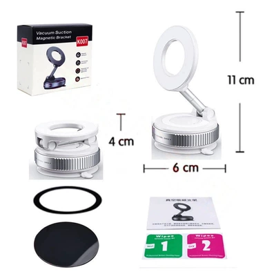 Vacuum Magnetic Navigation Special – Car phone holder - alloy-rod-standard-magnetic-white-vacuum-suction-k007color-box-packaging