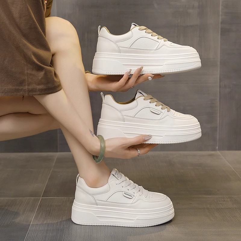2026 primavera nuevos zapatos blancos con suela gruesa transpirable nuevos zapatos deportivos ligeros y casuales delgados para mujeres