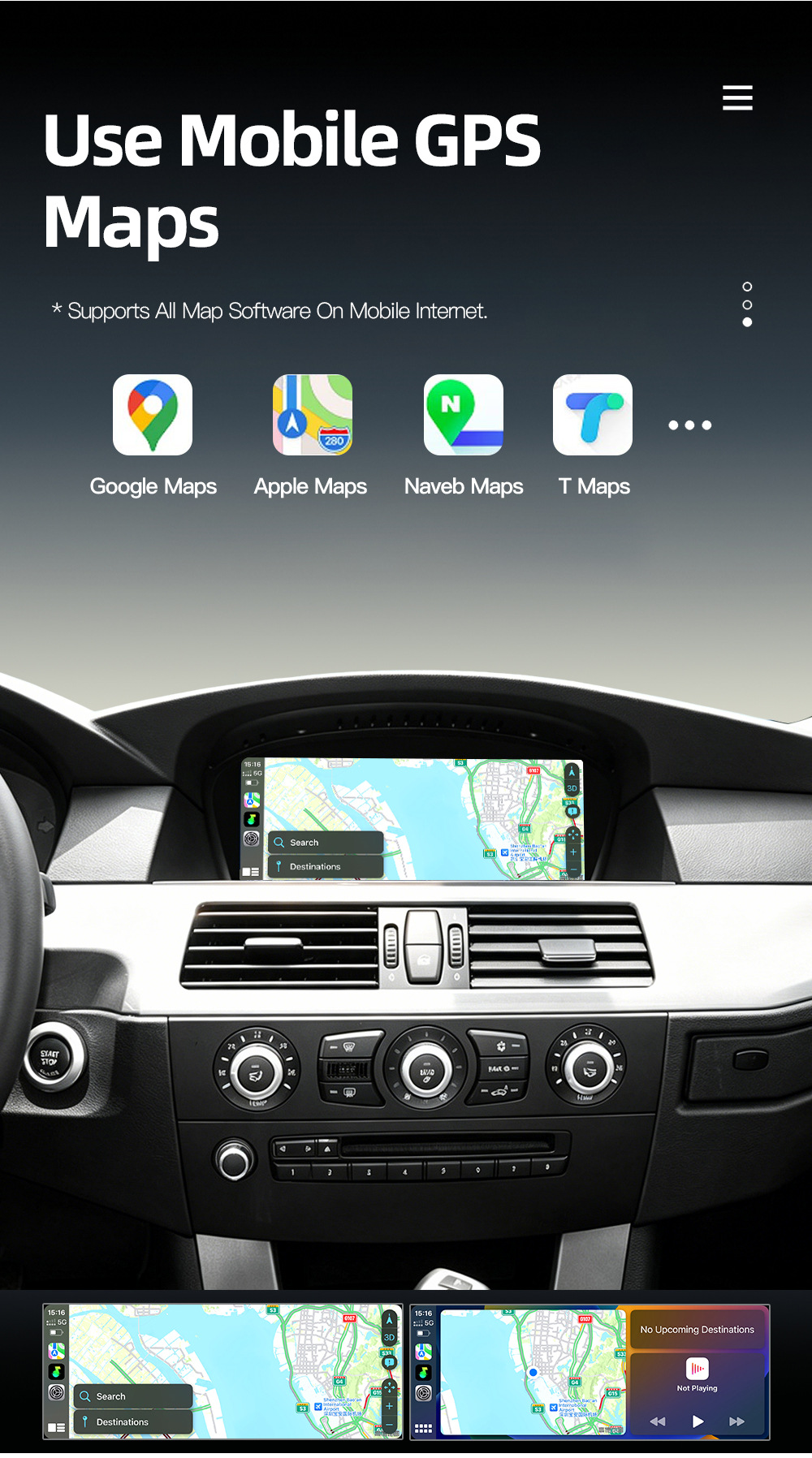 8.8inch Suitable for Bmw 5 Series E60 E61 E63 E64 Central Control Large Screen In-Car Gps Navigation All-In-One Device