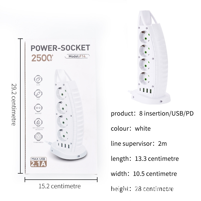 Cargador en forma de vela multifuncional inteligente enchufe de enchufe de carga enchufe de alimentación multipuerto poroso placa de cable USB