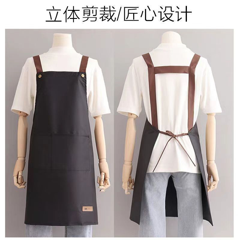 21丝家用厨房做饭女围裙纯色防水防油简约围腰餐饮工作服双肩背带|undefined