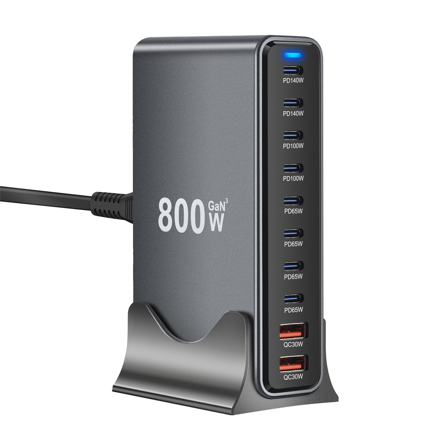 10 Portlu Masaüstü Şarj Cihazı 800W GaN PD Sürətli Şarj